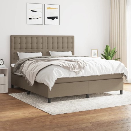 vidaXL Giroletto a Molle con Materasso Tortora 180x200 cm in Tessuto