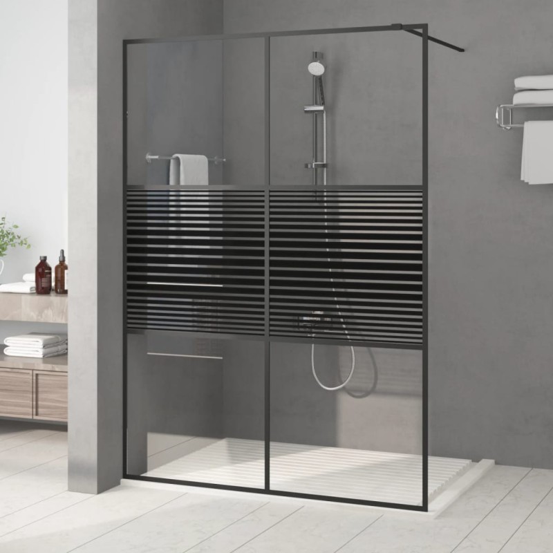 vidaXL Parete Doccia Walk in Nero 140x195 cm Vetro Trasparente ESG vidaXL Parete Doccia Walk in Nero 140x195 cm Vetro Trasparente ESG
