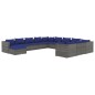 Set Divani da Giardino 12 pz con Cuscini in Polyrattan Grigio Set Divani da Giardino 12 pz con Cuscini in Polyrattan Grigio