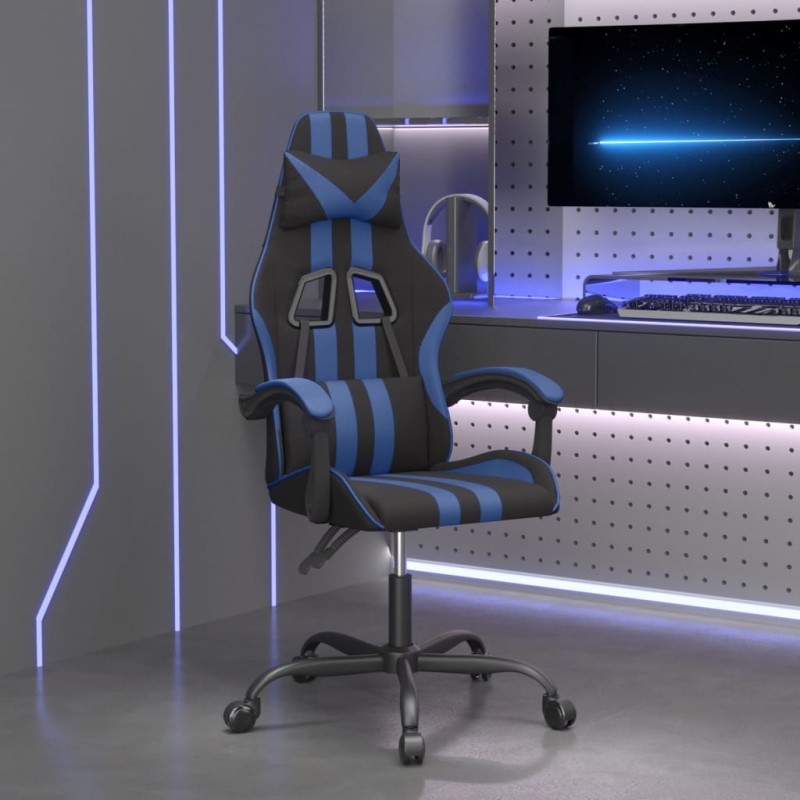 Sedia da Gaming Girevole Nero e Blu in Similpelle Sedia da Gaming Girevole Nero e Blu in Similpelle