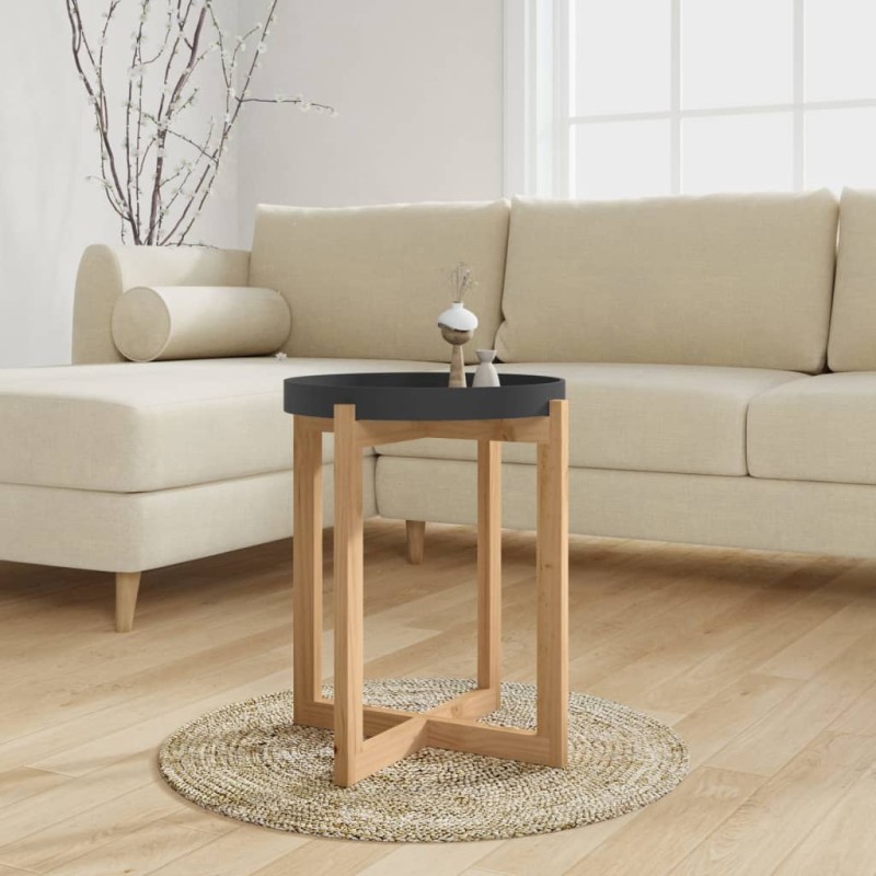 Tavolino Nero 41x41x48,5cm Legno Multistrato e Massello di Pino