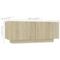 vidaXL Mobile Porta TV con Luci LED Rovere Sonoma 260x35x40 cm