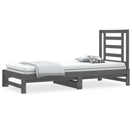 vidaXL Dormeuse Estraibile Grigia 2x(90x190) cm Legno Massello di Pino