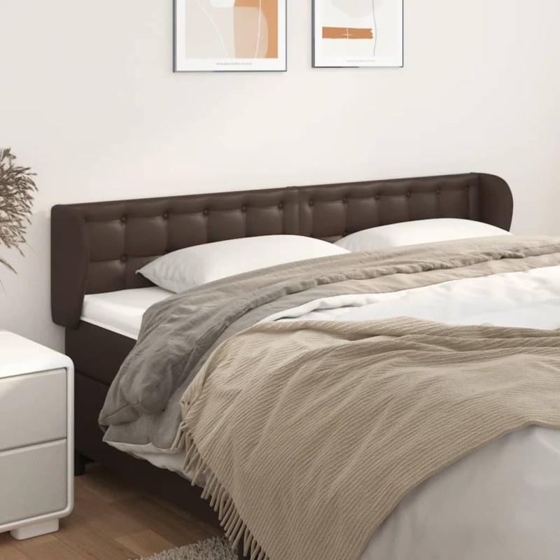 vidaXL Testiera ad Orecchio Marrone 203x23x78/88 cm in Similpelle vidaXL Testiera ad Orecchio Marrone 203x23x78/88 cm in Similpelle
