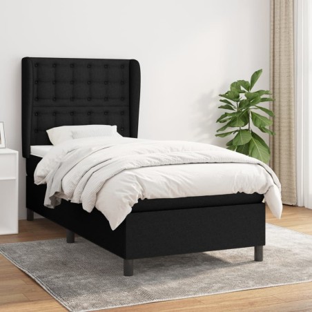 vidaXL Giroletto a Molle con Materasso Nero 100x200 cm in Tessuto