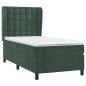 vidaXL Giroletto a Molle con Materasso Verde Scuro 90x190 cm Velluto