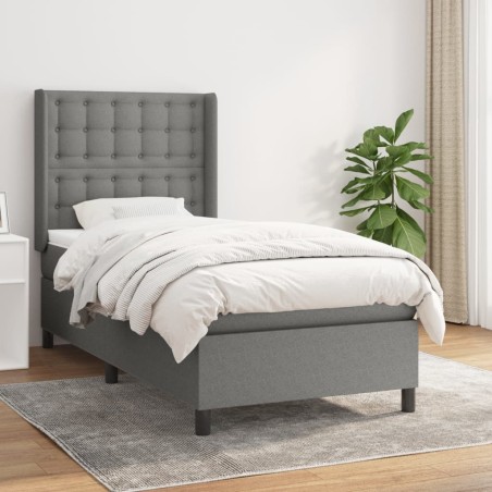 vidaXL Giroletto a Molle con Materasso Grigio Scuro 80x200 cm Tessuto