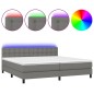 vidaXL Letto a Molle Materasso e LED Grigio Scuro 200x200cm in Tessuto vidaXL Letto a Molle Materasso e LED Grigio Scuro 200x200cm in Tessuto