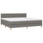 vidaXL Letto a Molle Materasso e LED Grigio Scuro 200x200cm in Tessuto