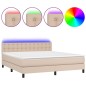 vidaXL Giroletto Molle Materasso e LED Cappuccino 180x200cm Similpelle