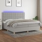vidaXL Letto a Molle Materasso e LED Grigio Chiaro 200x200 cm Tessuto vidaXL Letto a Molle Materasso e LED Grigio Chiaro 200x200 cm Tessuto