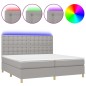 vidaXL Letto a Molle Materasso e LED Grigio Chiaro 200x200 cm Tessuto vidaXL Letto a Molle Materasso e LED Grigio Chiaro 200x200 cm Tessuto