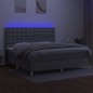 vidaXL Letto a Molle Materasso e LED Grigio Chiaro 200x200 cm Tessuto vidaXL Letto a Molle Materasso e LED Grigio Chiaro 200x200 cm Tessuto