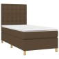 vidaXL Letto a Molle Materasso e LED Marrone Scuro 100x200 cm Tessuto vidaXL Letto a Molle Materasso e LED Marrone Scuro 100x200 cm Tessuto