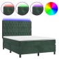 vidaXL Letto a Molle con Materasso e LED Verde Scuro 140x190cm Velluto vidaXL Letto a Molle con Materasso e LED Verde Scuro 140x190cm Velluto