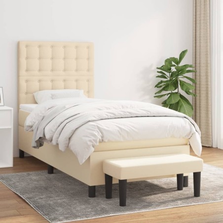 vidaXL Giroletto a Molle con Materasso Crema 90x200 cm inTessuto