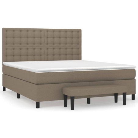 vidaXL Giroletto a Molle con Materasso Tortora 160x200 cm in Tessuto