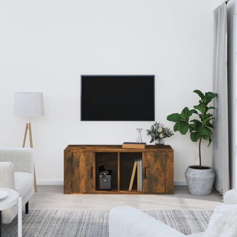 Mobile TV Rovere Fumo 100x35x40 cm in Legno Multistrato Mobile TV Rovere Fumo 100x35x40 cm in Legno Multistrato