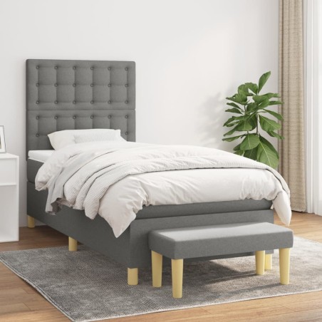vidaXL Giroletto a Molle con Materasso Grigio Scuro 100x200 cm Tessuto