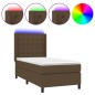 vidaXL Letto a Molle Materasso e LED Marrone Scuro 100x200 cm Tessuto vidaXL Letto a Molle Materasso e LED Marrone Scuro 100x200 cm Tessuto