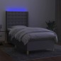 vidaXL Letto a Molle Materasso e LED Grigio Chiaro 80x200 cm Tessuto vidaXL Letto a Molle Materasso e LED Grigio Chiaro 80x200 cm Tessuto