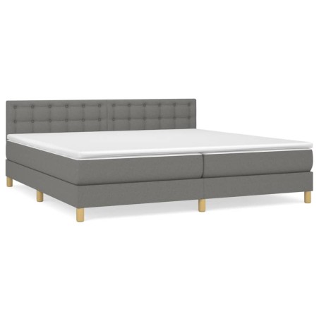 vidaXL Giroletto a Molle con Materasso Grigio Scuro 200x200 cm Tessuto
