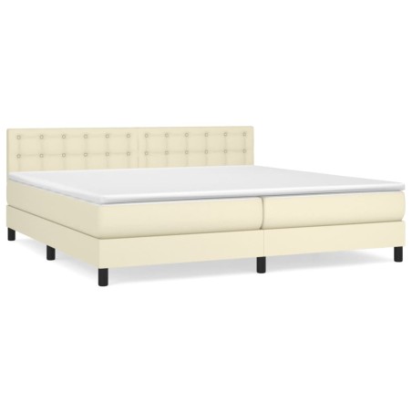 vidaXL Giroletto a Molle con Materasso Crema 200x200 cm in Similpelle