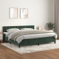 vidaXL Giroletto a Molle con Materasso Verde Scuro 200x200 cm Velluto