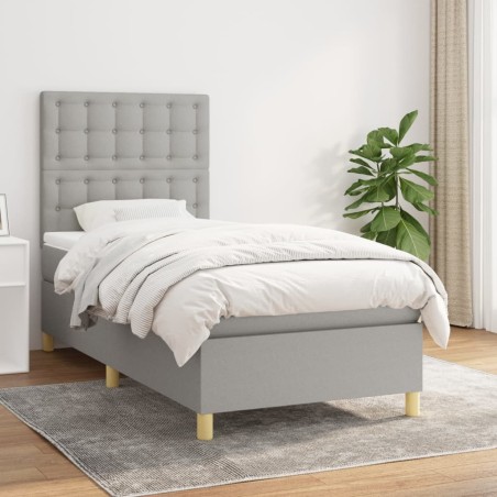 vidaXL Giroletto a Molle con Materasso Grigio Chiaro 80x200 cm Tessuto