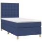 vidaXL Giroletto a Molle con Materasso Blu 90x190 cm in Tessuto
