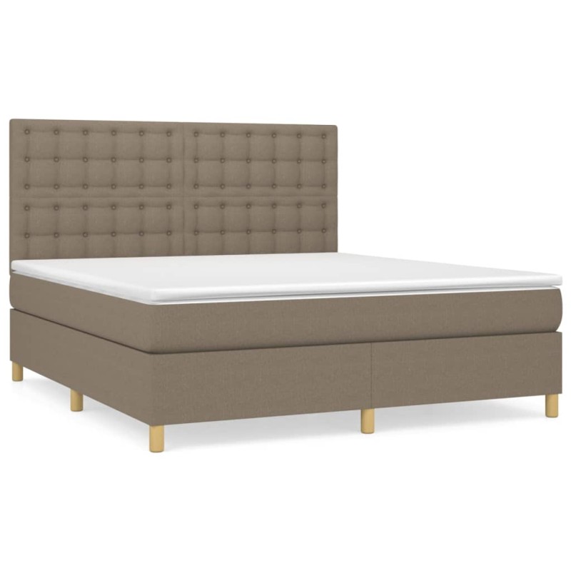 vidaXL Giroletto a Molle con Materasso Tortora 180x200 cm in Tessuto