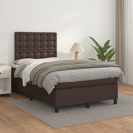 vidaXL Giroletto a Molle con Materasso Marrone 120x200cm in Similpelle