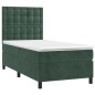 vidaXL Giroletto a Molle con Materasso Verde Scuro 90x190 cm Velluto