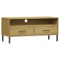 Mobile TV con Gambe Metallo Marrone Legno Massello di Pino OSLO Mobile TV con Gambe Metallo Marrone Legno Massello di Pino OSLO