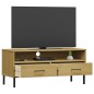 Mobile TV con Gambe Metallo Marrone Legno Massello di Pino OSLO Mobile TV con Gambe Metallo Marrone Legno Massello di Pino OSLO