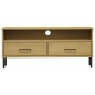 Mobile TV con Gambe Metallo Marrone Legno Massello di Pino OSLO Mobile TV con Gambe Metallo Marrone Legno Massello di Pino OSLO