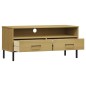 Mobile TV con Gambe Metallo Marrone Legno Massello di Pino OSLO Mobile TV con Gambe Metallo Marrone Legno Massello di Pino OSLO