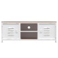 Mobile TV Bianco 110x30x40cm in Ferro e Legno Massello di Abete