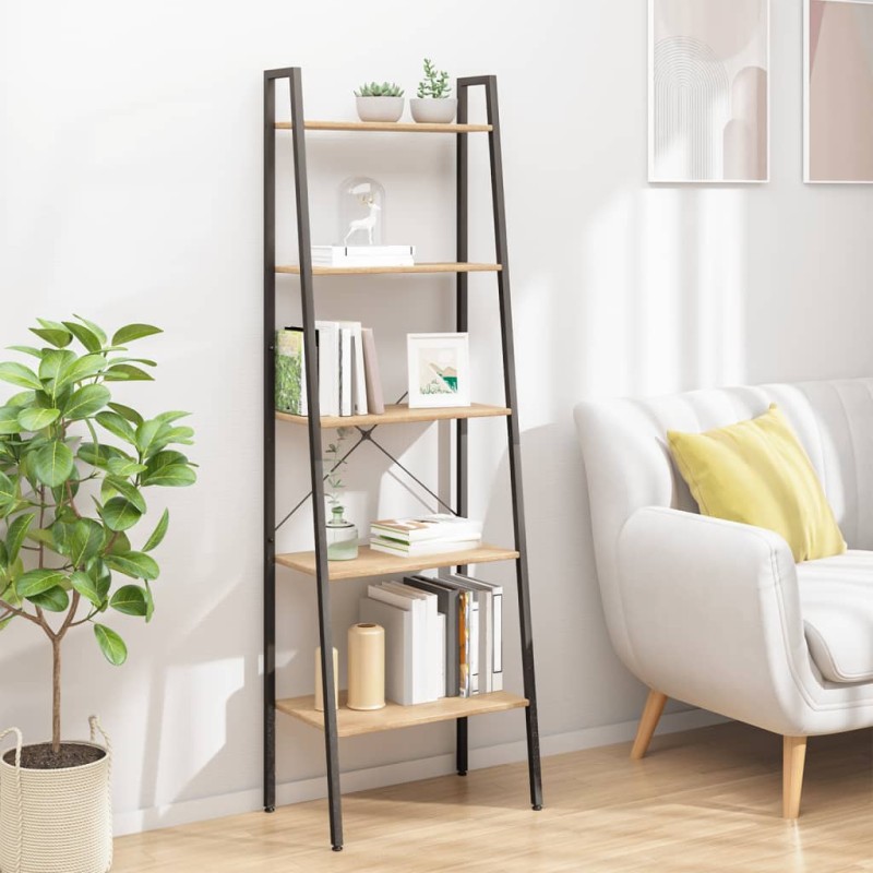 vidaXL Scaffale Autoportante 5 Ripiani Marrone Chiaro Nero 56x35x174cm vidaXL Scaffale Autoportante 5 Ripiani Marrone Chiaro Nero 56x35x174cm