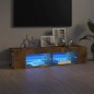 vidaXL Mobile Porta TV con Luci LED Rovere Fumo 135x39x30 cm vidaXL Mobile Porta TV con Luci LED Rovere Fumo 135x39x30 cm