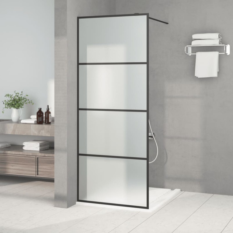 vidaXL Parete Doccia Walk in Nera 80x195 cm Vetro Smerigliato ESG vidaXL Parete Doccia Walk in Nera 80x195 cm Vetro Smerigliato ESG