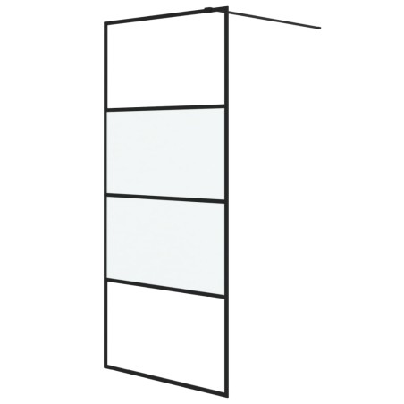 vidaXL Parete Doccia Walk in Nera 90x195 cm Vetro Semi Smerigliato ESG