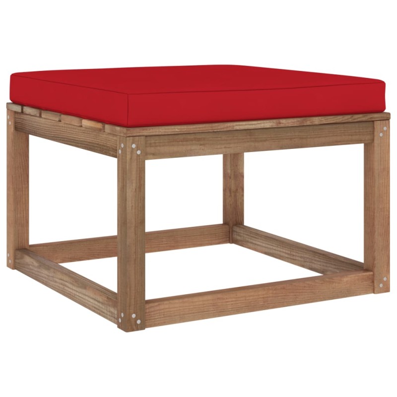 Poggiapiedi da Giardino con Cuscino Rosso Poggiapiedi da Giardino con Cuscino Rosso