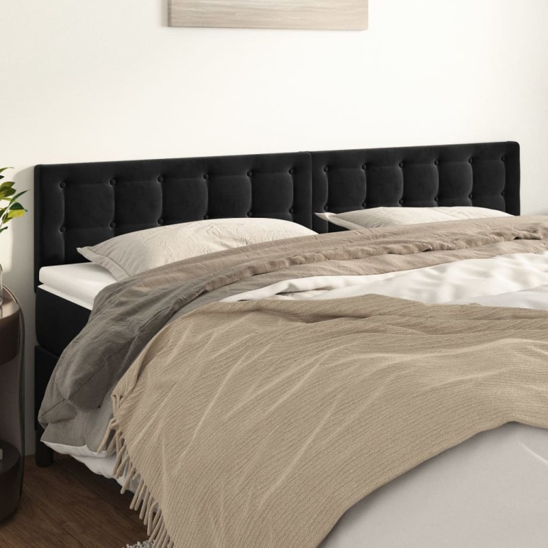 Testiera 2 pz Nera 80x5x78/88 cm in Velluto Testiera 2 pz Nera 80x5x78/88 cm in Velluto