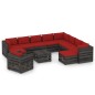 Set Divani da Giardino con Cuscini 12pz Legno Impregnato Grigio Set Divani da Giardino con Cuscini 12pz Legno Impregnato Grigio