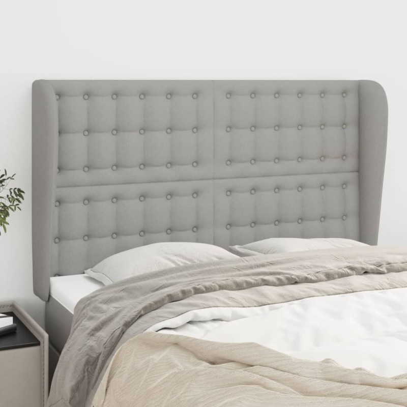 vidaXL Testiera ad Orecchio Grigio Chiaro 147x23x118/128 cm in Tessuto vidaXL Testiera ad Orecchio Grigio Chiaro 147x23x118/128 cm in Tessuto