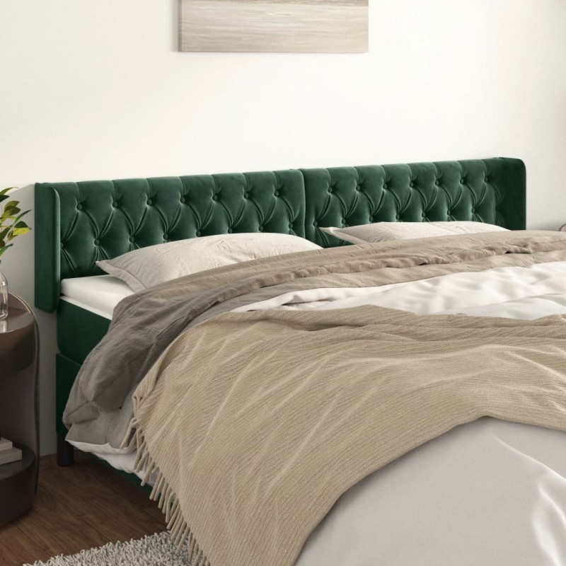 vidaXL Testiera ad Orecchio Verde Scuro 203x16x78/88 cm in Velluto vidaXL Testiera ad Orecchio Verde Scuro 203x16x78/88 cm in Velluto