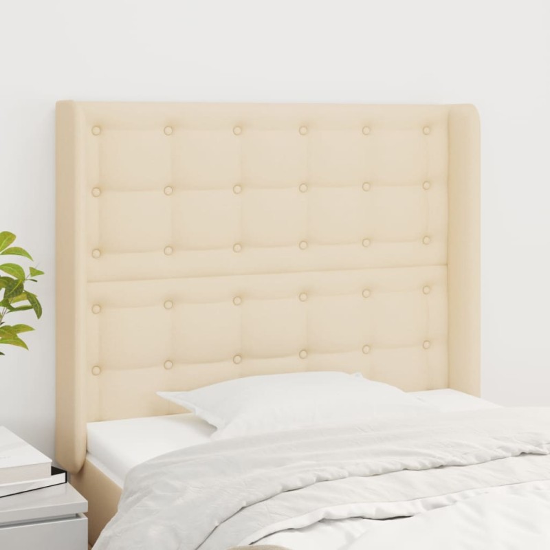 vidaXL Testiera ad Orecchio Crema 103x16x118/128 cm in Tessuto vidaXL Testiera ad Orecchio Crema 103x16x118/128 cm in Tessuto