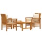 vidaXL Set Mobili da Giardino 3pz con Cuscini Legno Massello di Acacia vidaXL Set Mobili da Giardino 3pz con Cuscini Legno Massello di Acacia