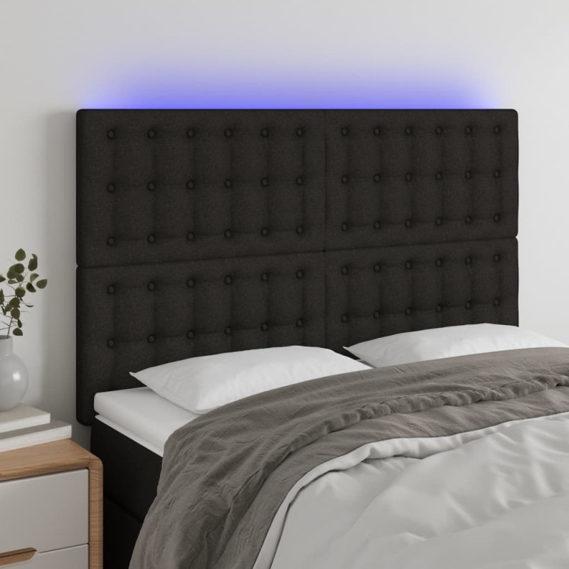 vidaXL Testiera a LED Nera 144x5x118/128 cm in Tessuto vidaXL Testiera a LED Nera 144x5x118/128 cm in Tessuto